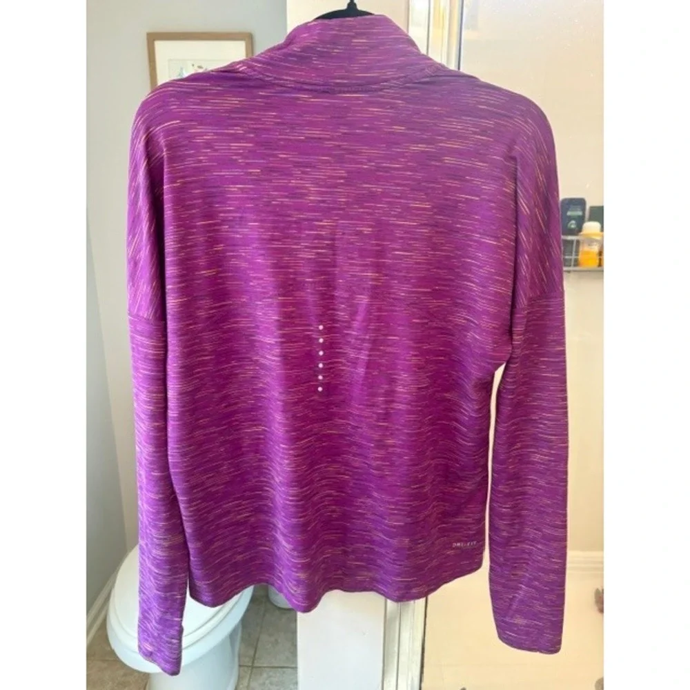 Nike Running Dri-FIT Purple Space Dye 1/2 Zip Pullover Thumbhole Top Womens M